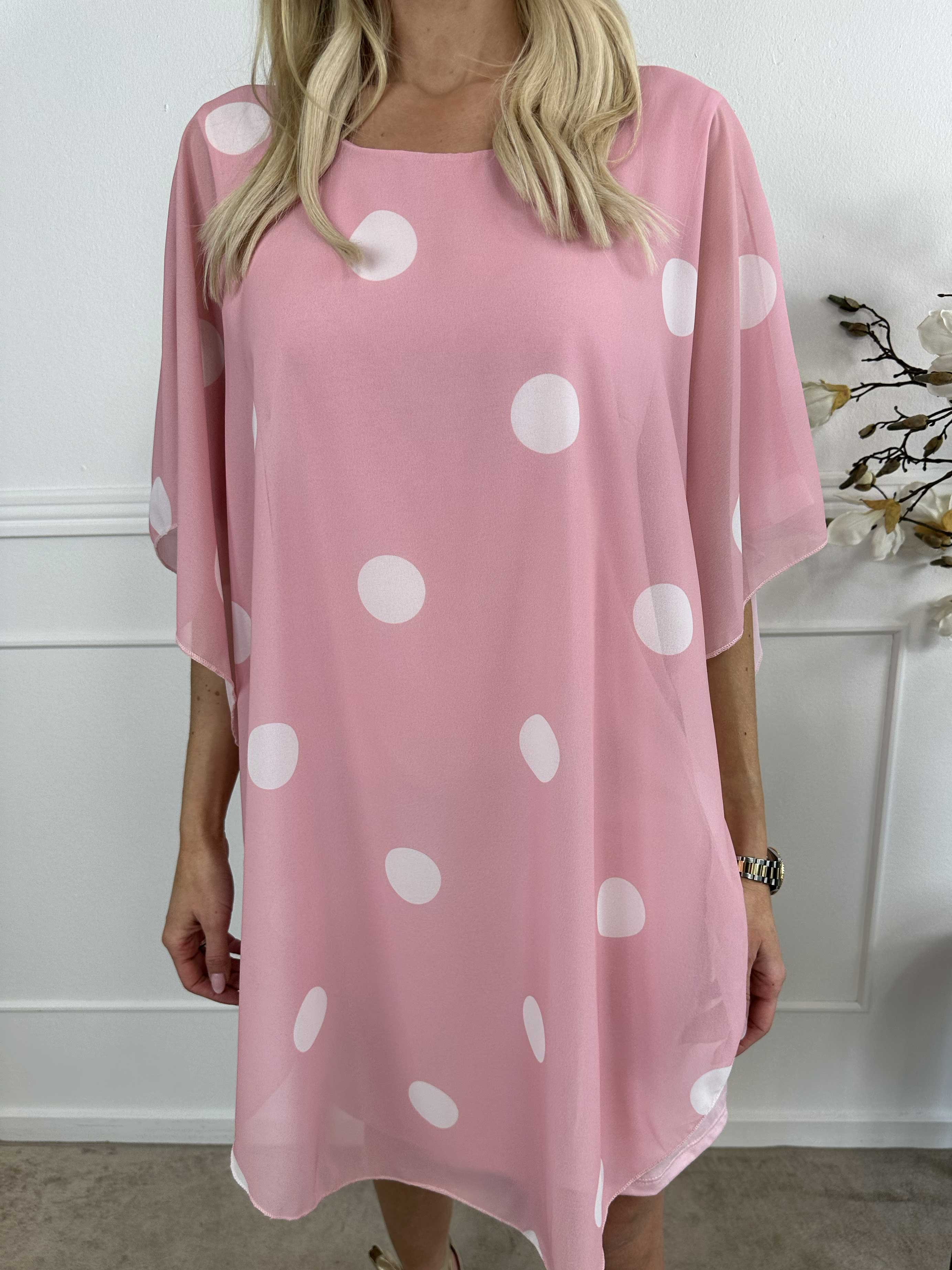 Kenya Dot - Tunikaklänning med prickigt chiffonglager